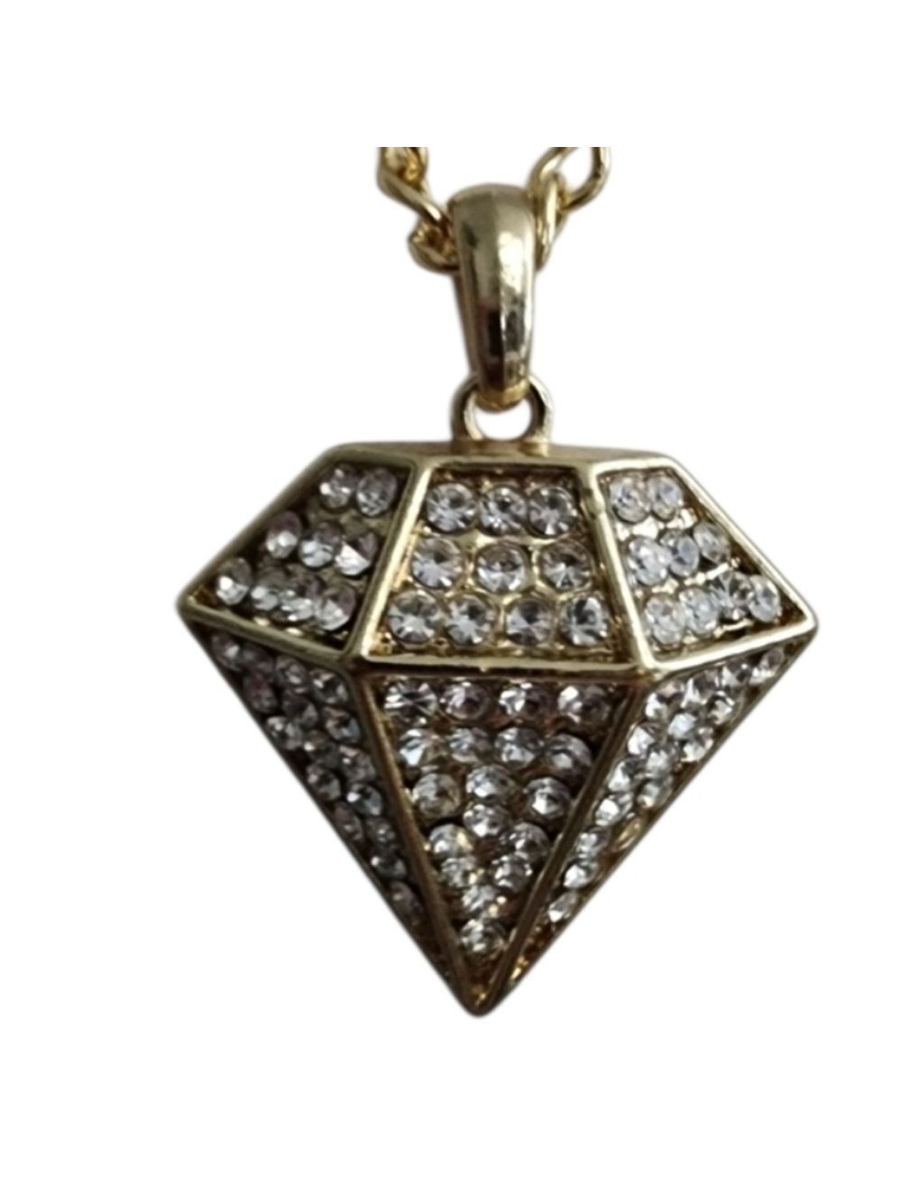 Goldtone Diamond Pendant Necklace